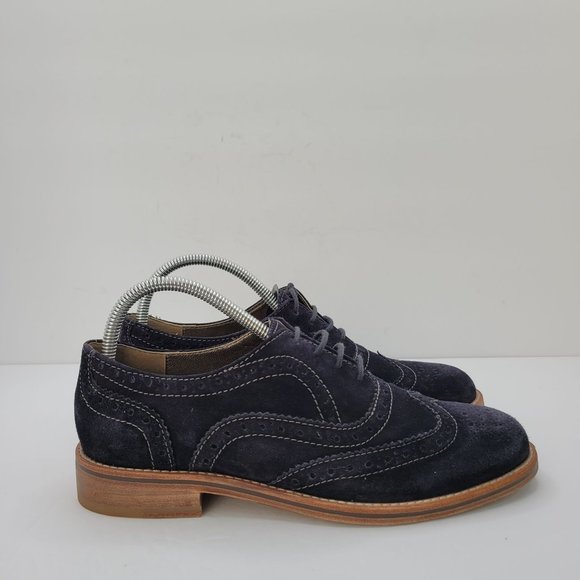 Johnston & Murphy Wingtip Oxfords Women's Navy Suede Shoes US Size 9.5 - Picture 1 of 8